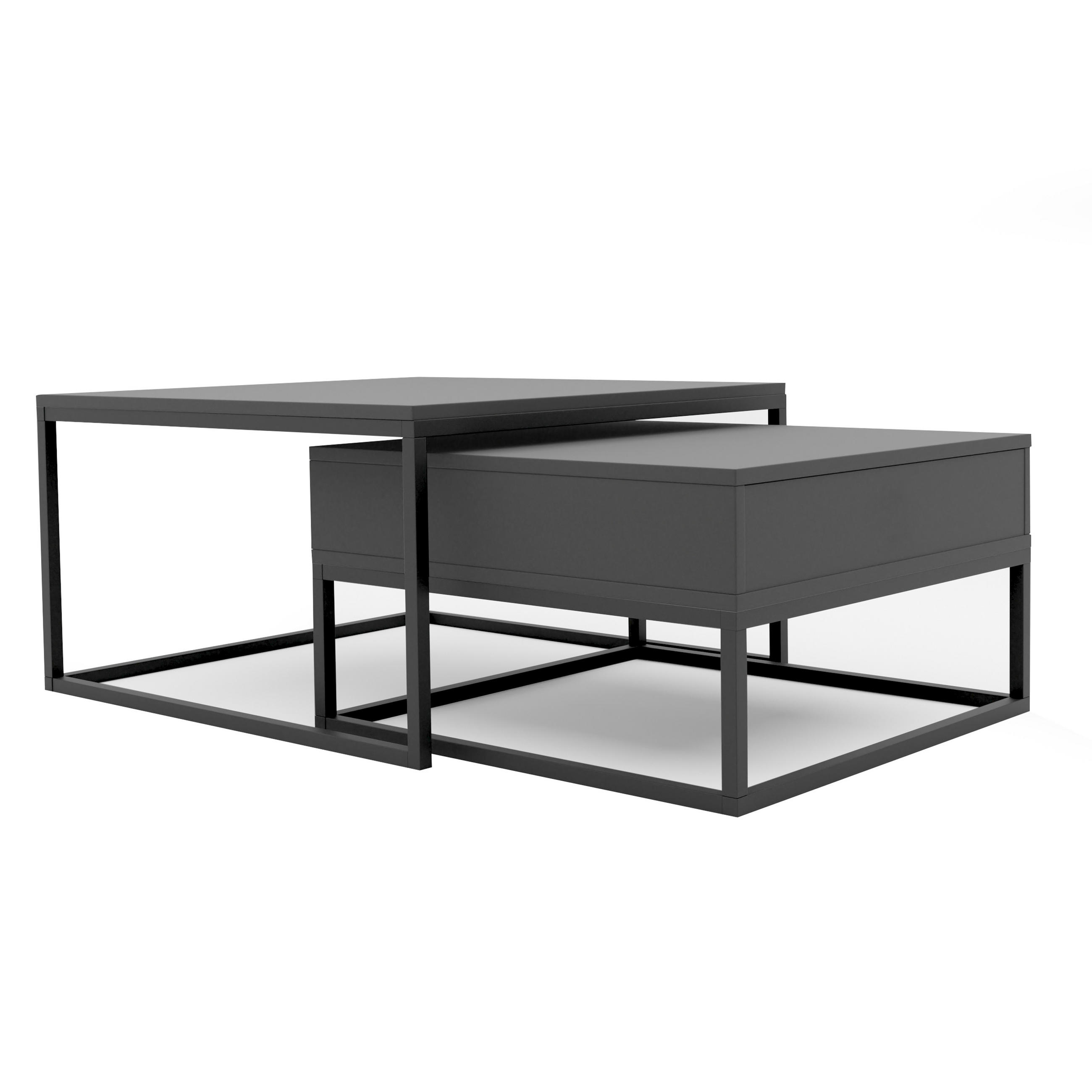 COUCHTISCH quadratisch Schwarz, MDF Tischplatte, Rahmen Schwarz - Schwarz, Holzwerkstoff (70/70/42cm) - Idohome