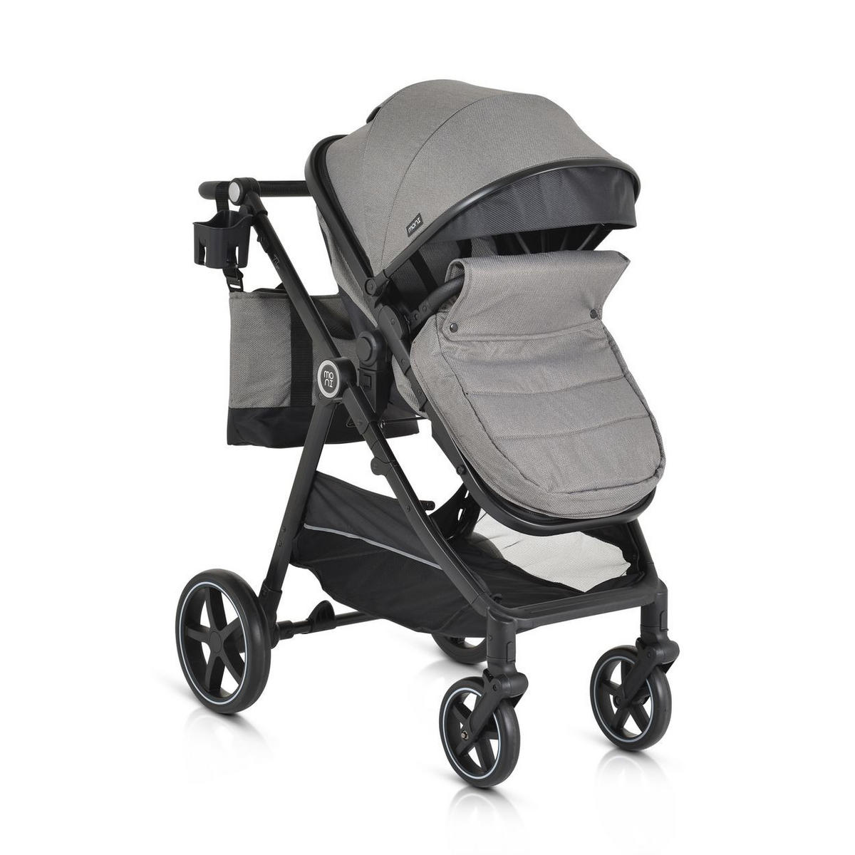 KINDERWAGEN 2 in 1 Tokyo grau umbaubar Wickeltasche Stoßdämpfer klappbar - Grau, Metall (78/58/109cm) - Moni