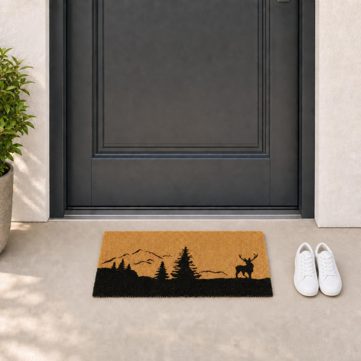 ROHOŽKA Přírodní Černá kokos protiskluzová 60x40 cm - světle hnědá, textil/plast (60/40cm) - Relaxdays