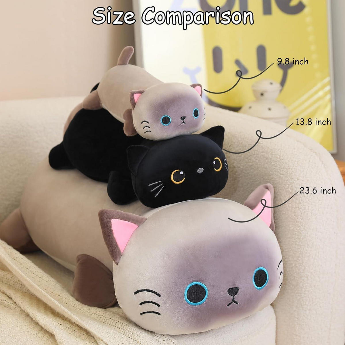 PLÜSCHTIER Katze 25 cm - Schwarz, Textil (12.7/20.3cm)