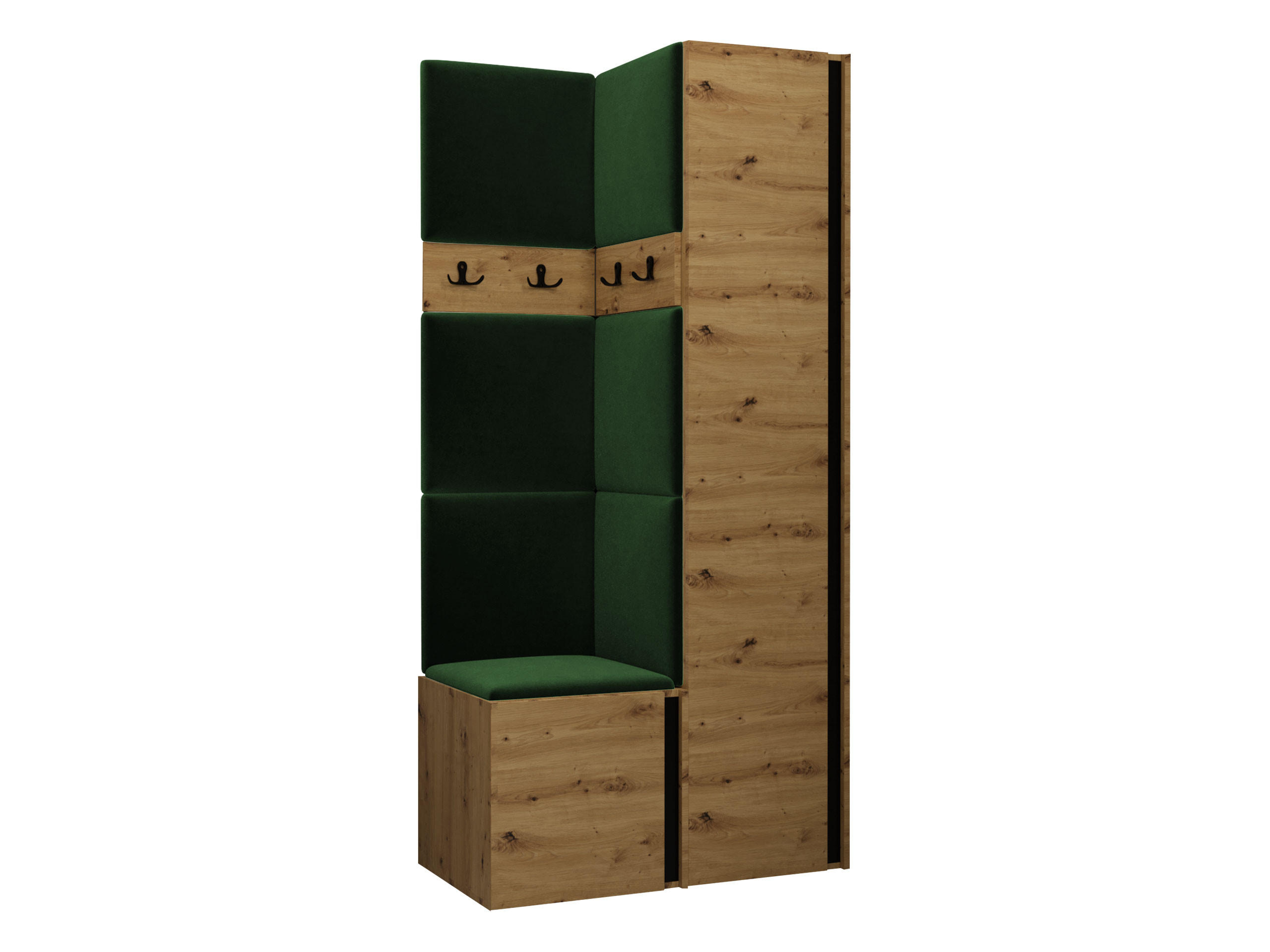 MOBILIER PENTRU HOL Orion XXIV - verde/stejar Artisan, material plastic/compozit lemnos (82/186/46cm) - MIRJAN24