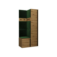 MOBILIER PENTRU HOL Orion XXIV - verde/stejar Artisan, material plastic/compozit lemnos (82/186/46cm) - MIRJAN24