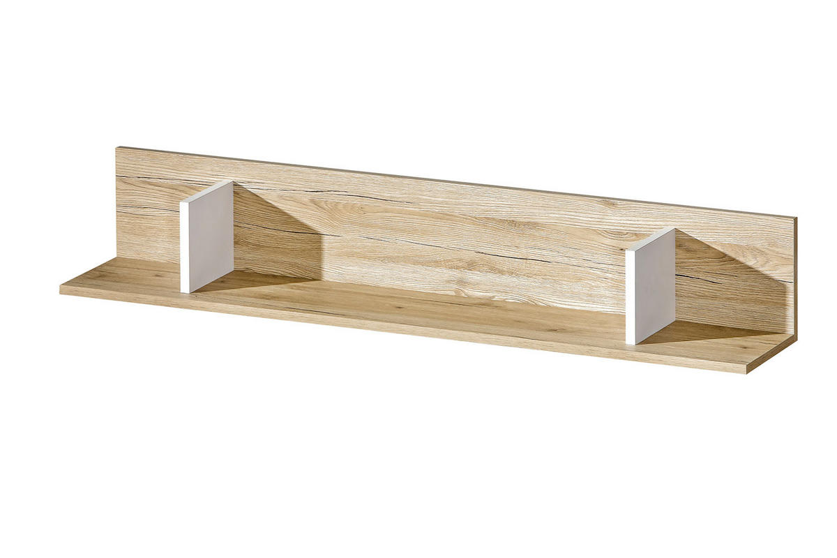 WANDREGAL Nico Eiche hell / weiß 120 / 20 / 20cm - Eichefarben/Weiß, Holz/Holzwerkstoff (120/20/20cm) - Feldmann-Wohnen