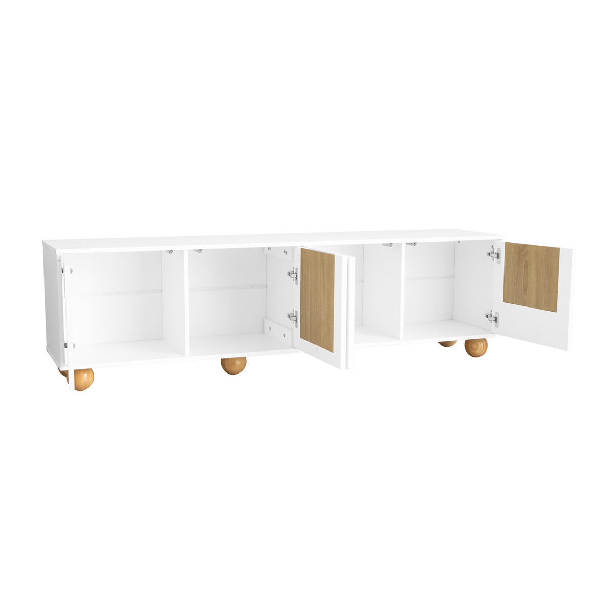TV-SCHRANK mit 4 Türen 175 x 38 x 50 cm MDF Natur/Weiß - Weiß, Holzwerkstoff (38/50/175cm) - Beauniv