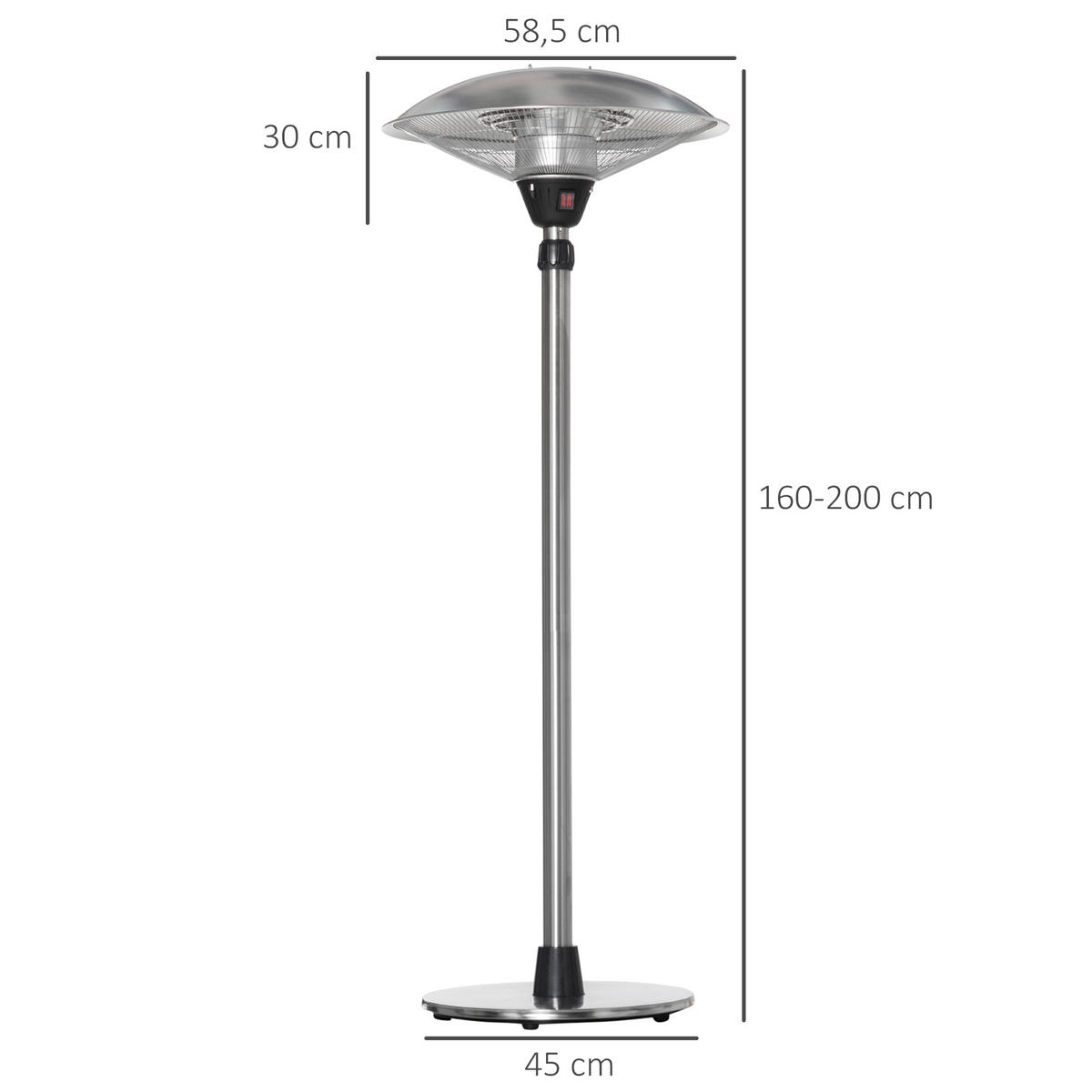 HEIZSTRAHLER DE-18918 3000 W, 3 Heizstufen, höhenverstellbar Silber - Silberfarben, Metall (58.5/200/58.5cm) - ComfortXL
