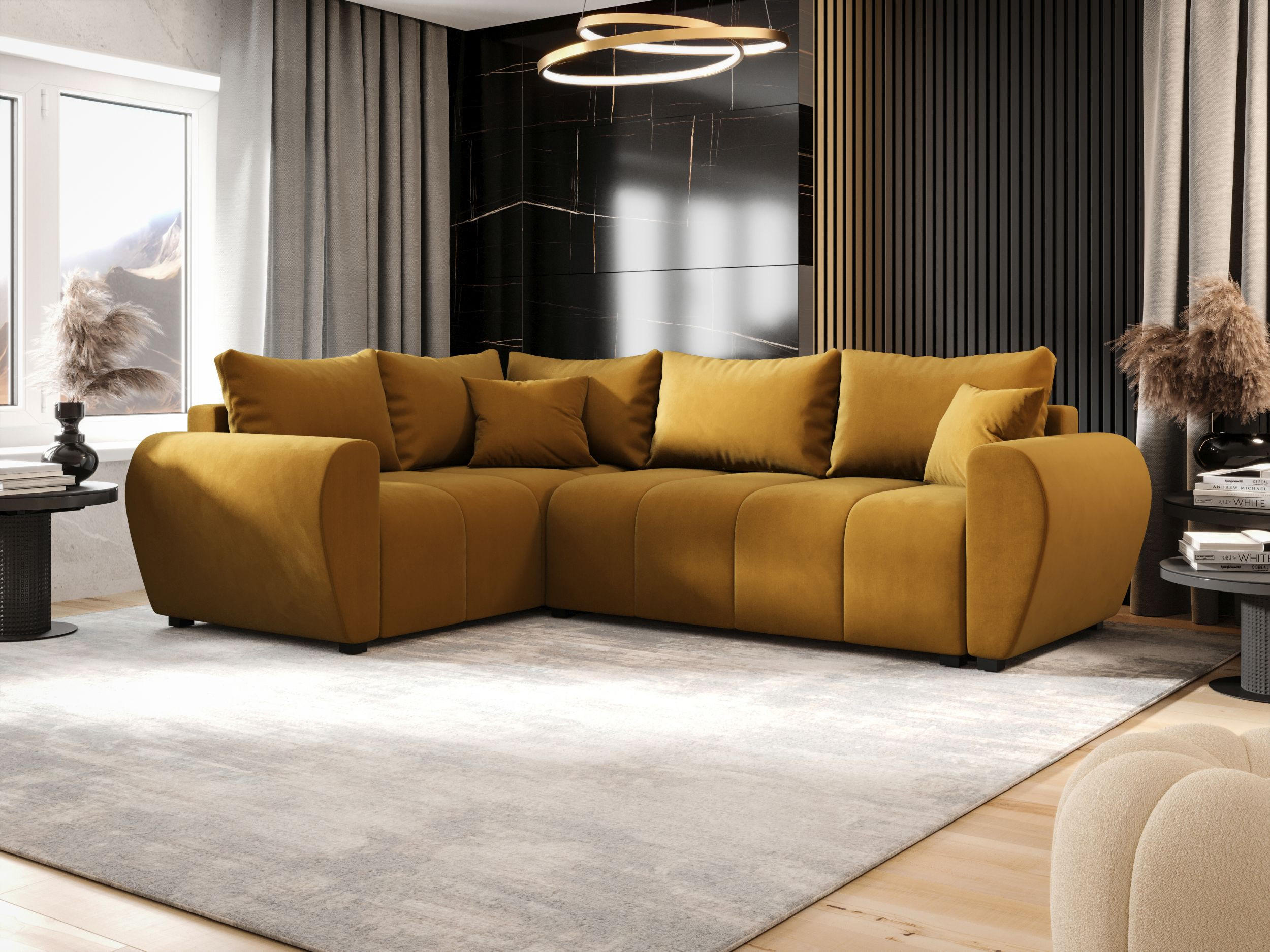 ECKSOFA MOLISA L PLUS Itaka 33 Links mit Schlaffunktion - Currygelb, Textil (235/175cm) - Bedante
