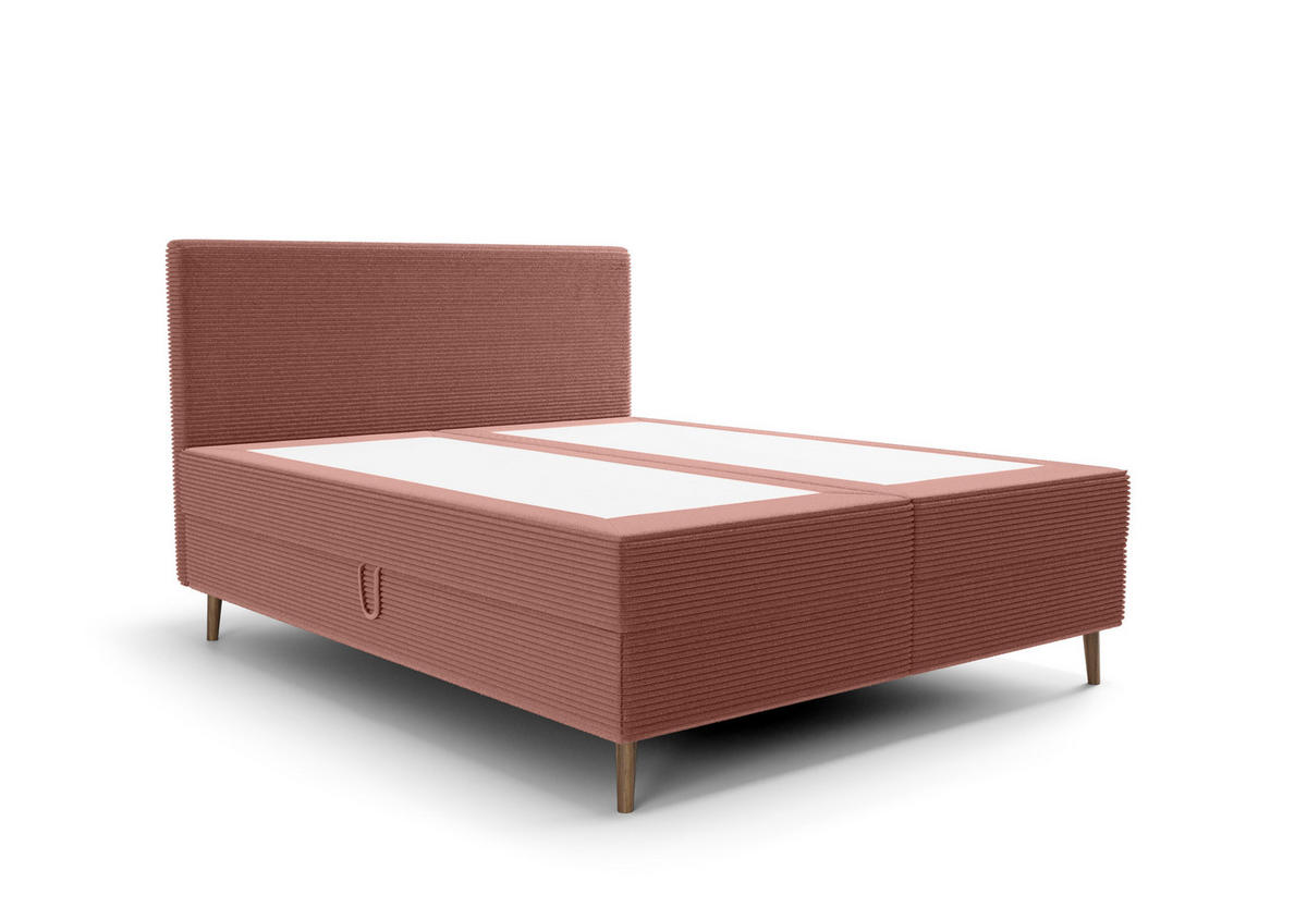 BOXBETT NARA mit Matratze H3, Bonell und Topper 140x200 POSO 029 - Pink, Textil (140/200cm) - Bedante