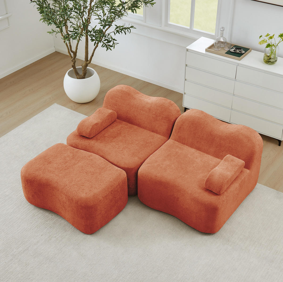 SOFA 192/167/70 cm in Orange aus Samt ohne Aufbau - Orange, Textil (167/70/192cm) - Flora Grace