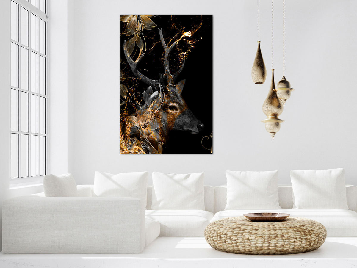 KUNSTDRUCK Schwarz 40/60 cm - Goldfarben/Schwarz, Textil (40/60cm) - KUNSTLOFT