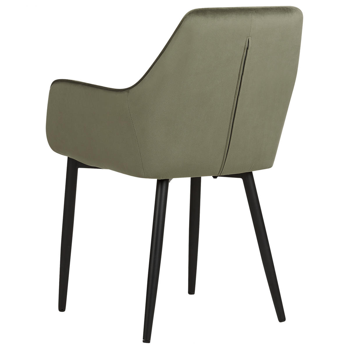 ESSZIMMERSTUHL 2er-Set Samtstoff olivgrün Wellston - Schwarz/Grün, Textil (60/84/61cm) - Beliani