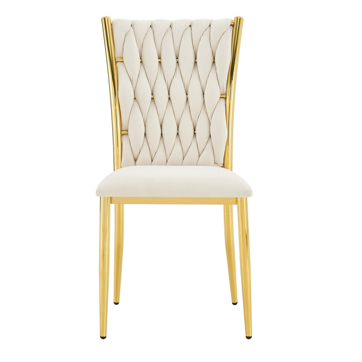 ESSZIMMERSTUHL mit Samtbezug und Metallbeinen Beige Gold - Beige, Metall (45/94/58cm) - Meubliv