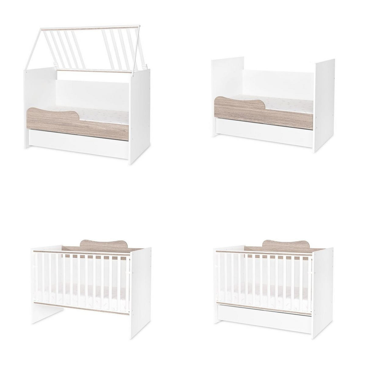 BABYBETT Multi hellbraun 190 x 82 cm, Wickelkommode, Hausbett, Jugendbett, Schreibtisch - Braun, Holzwerkstoff (60/120cm) - Lorelli