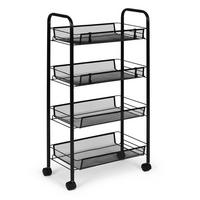ROLLWAGEN Metall, 4 Ablagekörbe, 84 cm, Schwarz, mit Haken - Schwarz, Metall (45/84/26cm) - Mat-Haus
