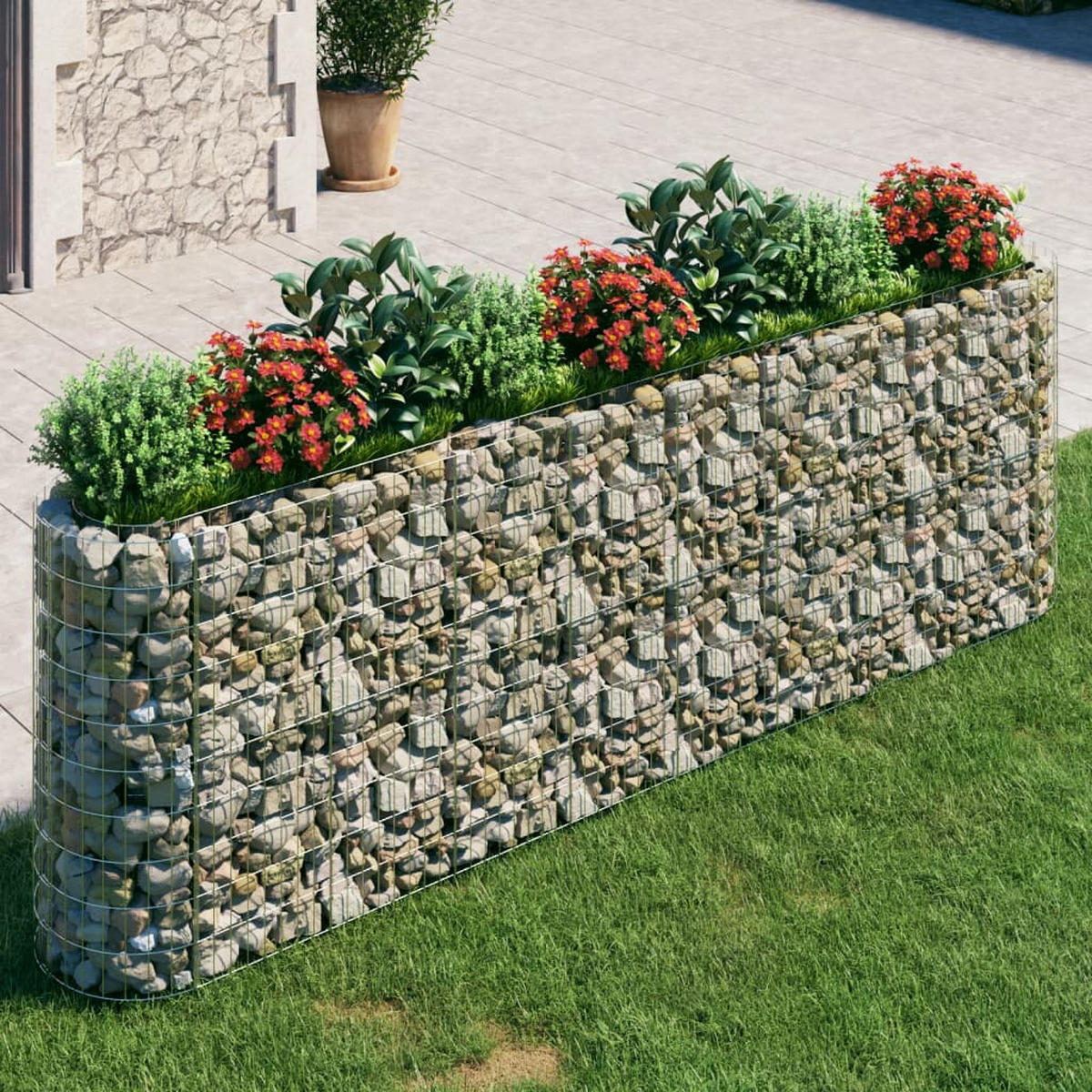 GABIONEN-HOCHBEET Verzinktes Eisen 330x50x100 cm - Silberfarben, Metall (330/100/50cm)