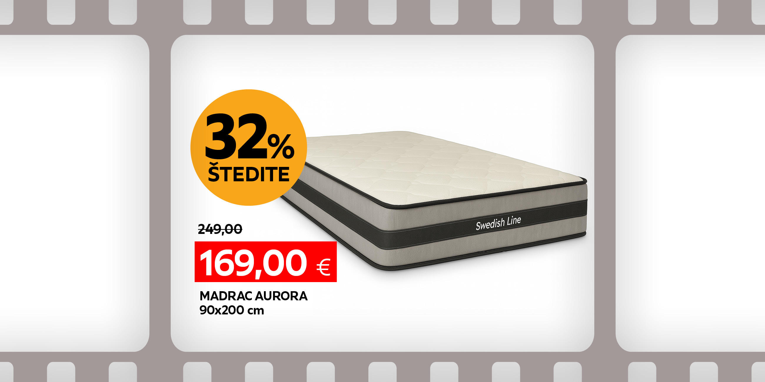 madrac Aurora 90x200 cm umjesto 249,00 € nova cijena 169,00 € štedite 32%