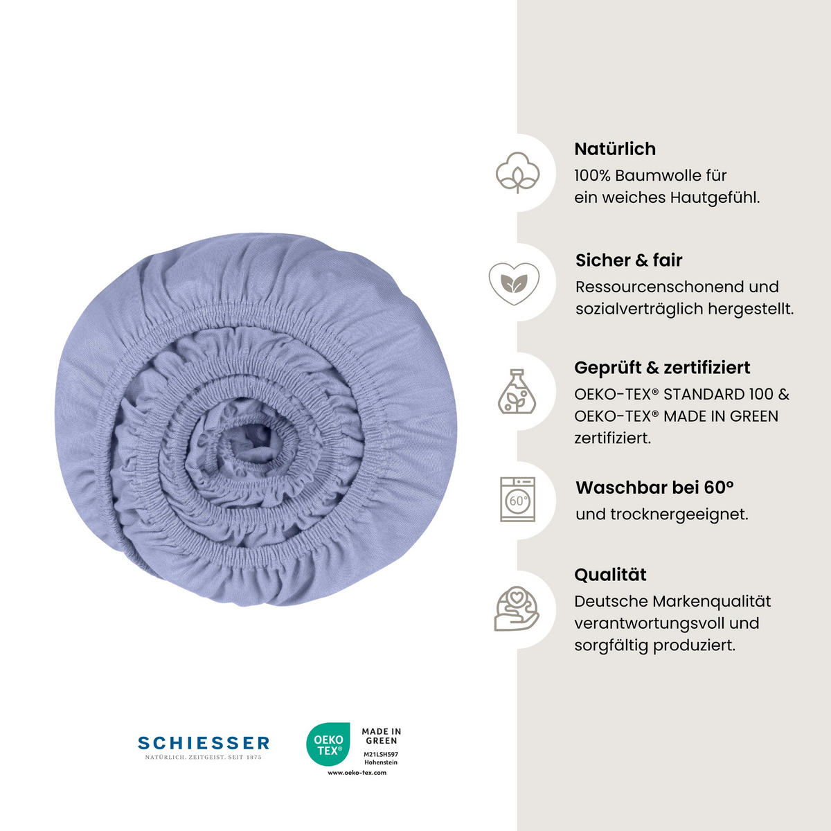 SPANNBETTLAKEN Jessi - Edeljersey - 100 x 200 cm - Lavendel - Violett, Textil (100/200cm) - SCHIESSER