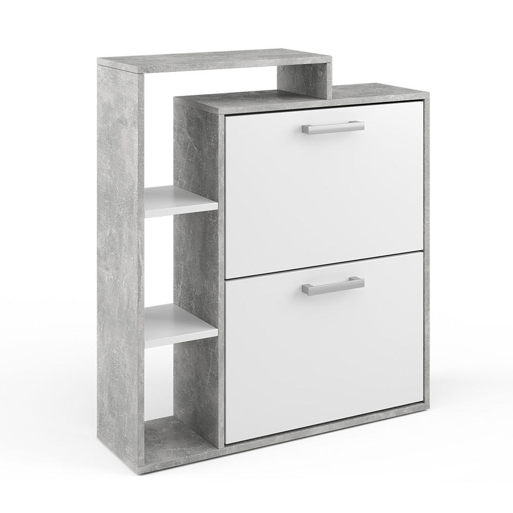 SCHUHKIPPER Orlando Beton 24.5 x 90 cm - Schieferfarben/Weiß, Holzwerkstoff (24.5/90/80cm) - Vicco