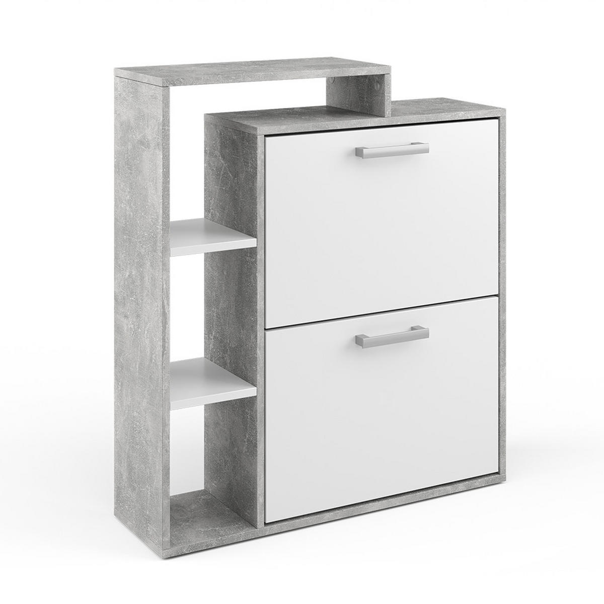 SCHUHKIPPER Orlando Beton 24.5 x 90 cm - Schieferfarben/Weiß, Holzwerkstoff (24.5/90/80cm) - Vicco