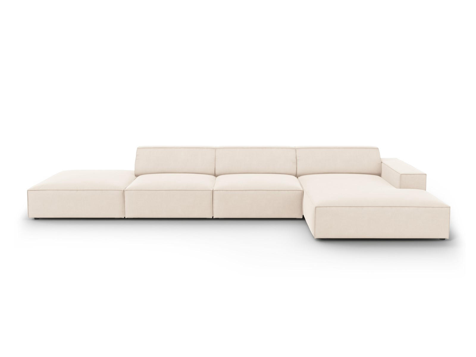 ECKSOFA rechts Jodie aus Samt leichtes beige 5 Sitzplätze - Beige, Textil (166/341cm) - Micadoni
