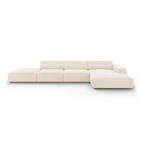 ECKSOFA rechts Jodie aus Samt leichtes beige 5 Sitzplätze - Beige, Textil (166/341cm) - Micadoni