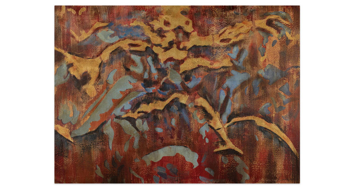 ACRYLBILD HANDGEMALT 100/70 cm - Blau/Rot, Holz/Textil (2.05/70cm) - KUNSTLOFT
