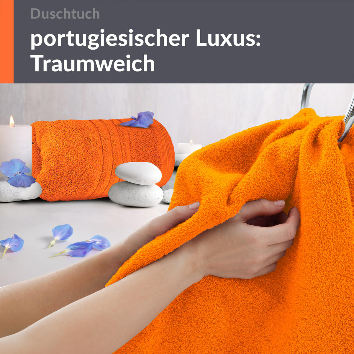 DUSCHTUCH London Clementinen Orange 2er Set 70x140 - Orange, Textil (70/140cm) - Lashuma