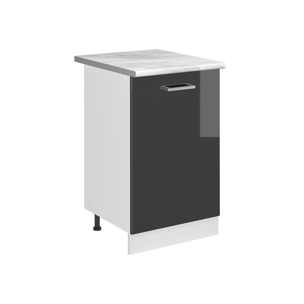 SPODNÍ SKŘÍŇKA KUCHYŇSKÉ LINKY R-Line, Antracitový vysoký lesk/Bílá, 50 cm pracovná doska Mramor - bílá/antracitová, kompozitní dřevo (50/81.6/60cm) - Vicco