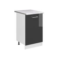 SPODNÍ SKŘÍŇKA KUCHYŇSKÉ LINKY R-Line, Antracitový vysoký lesk/Bílá, 50 cm pracovná doska Mramor - bílá/antracitová, kompozitní dřevo (50/81.6/60cm) - Vicco