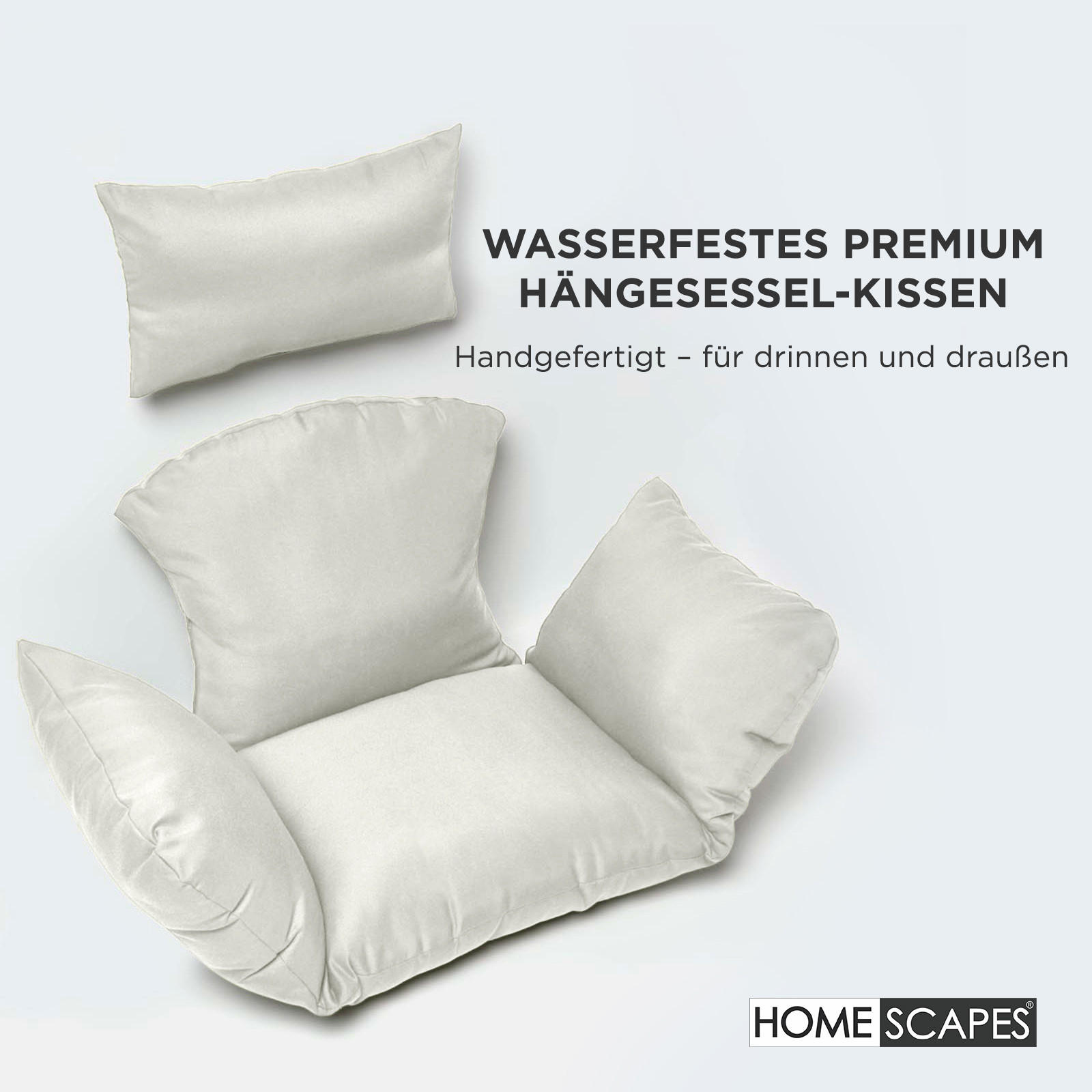 KISSEN für Hängesessel – wetterfest mit Kopfstütze - Naturfarben, Textil (110/15/112cm) - Homescapes