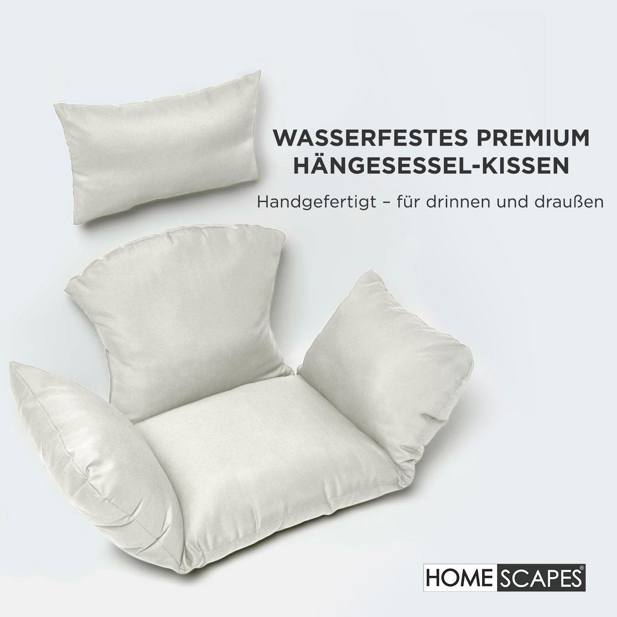 KISSEN für Hängesessel – wetterfest mit Kopfstütze - Naturfarben, Textil (110/15/112cm) - Homescapes