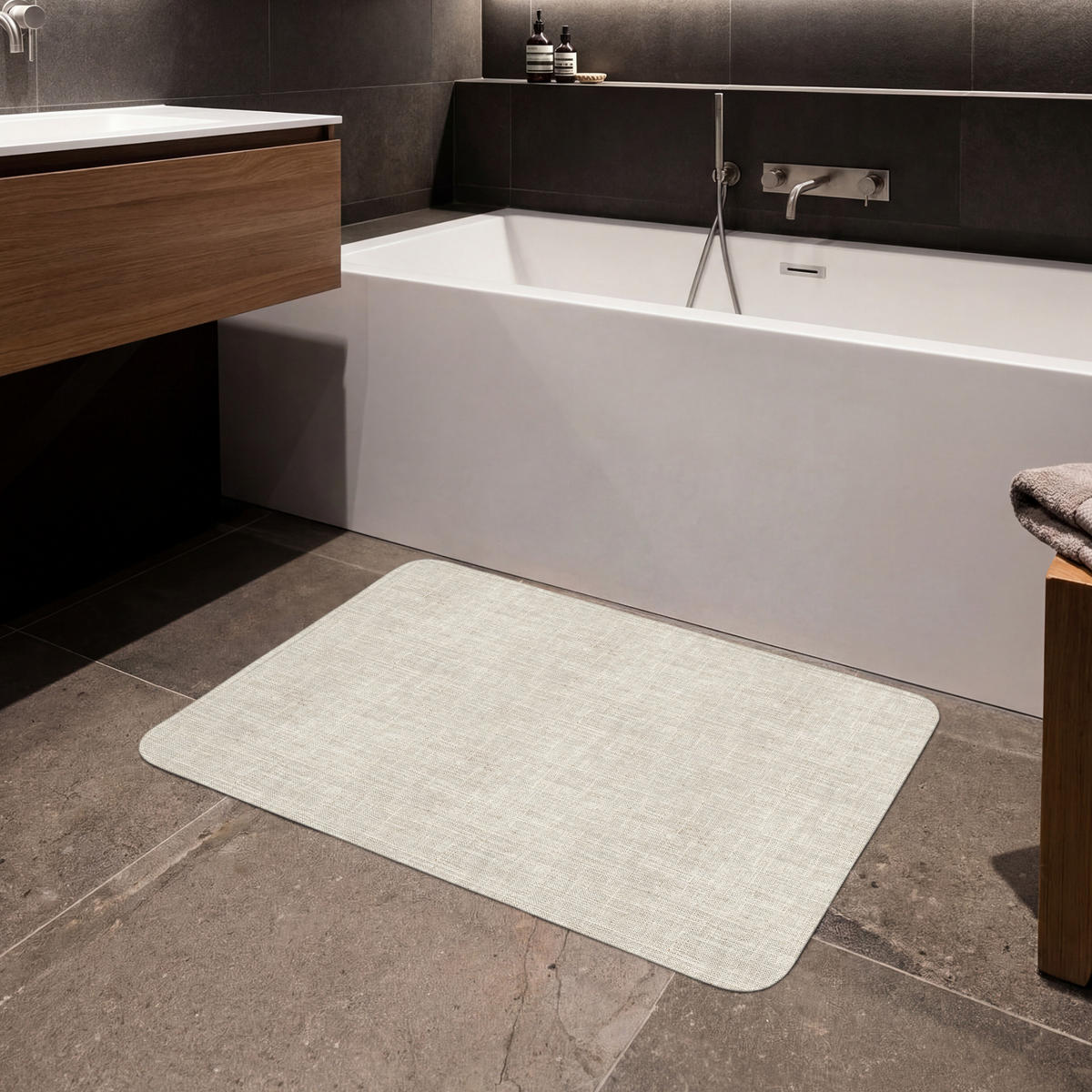 KOUPELNOVÁ PŘEDLOŽKA Povlečení - Textura - Béžová 90x60 cm - béžová, textil/plast (90/60cm) - OnlyWow
