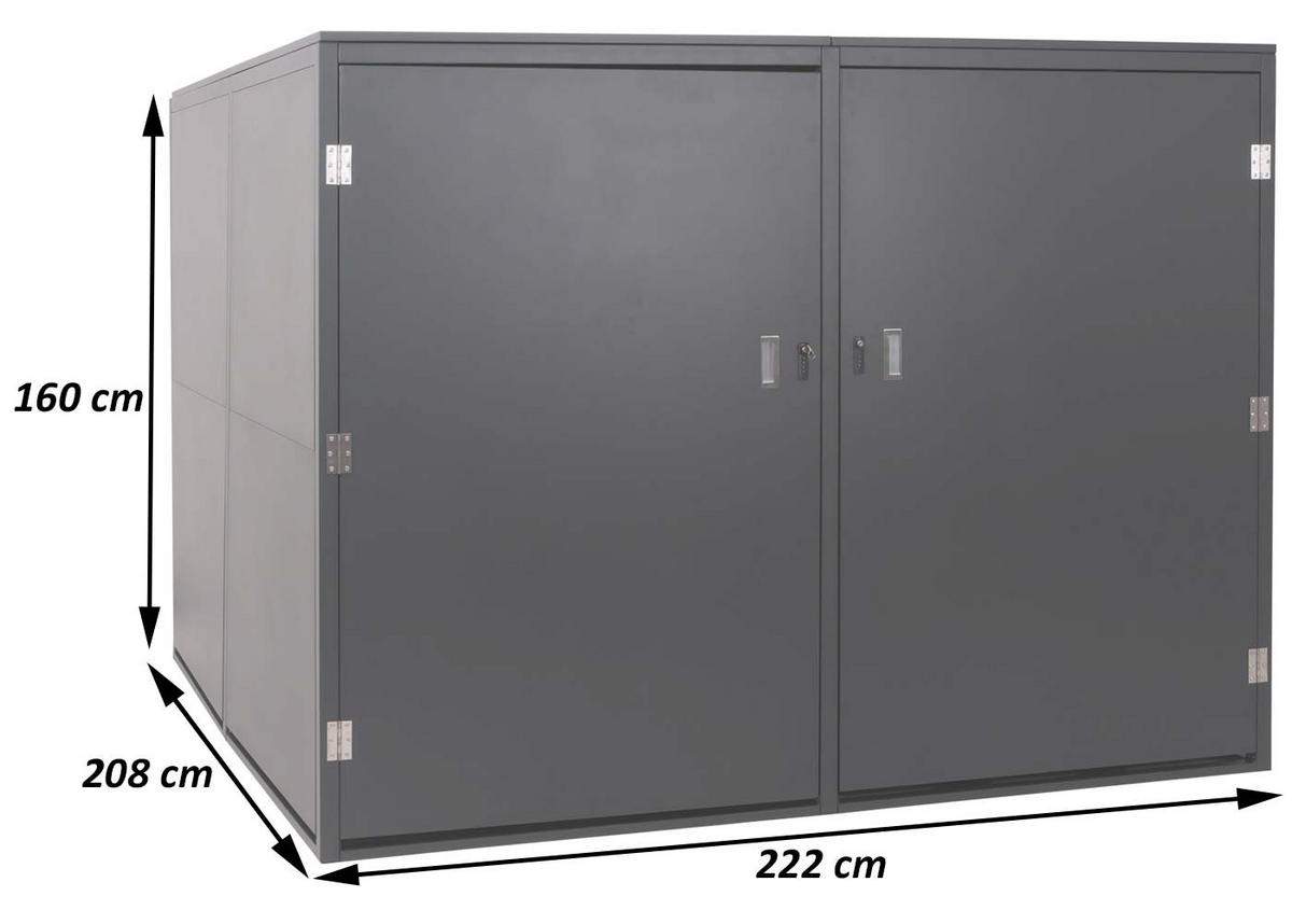 4ER-FAHRRADGARAGE L56C rechteckig Hellgrau - Hellgrau, Metall (222/160/208cm) - MCW