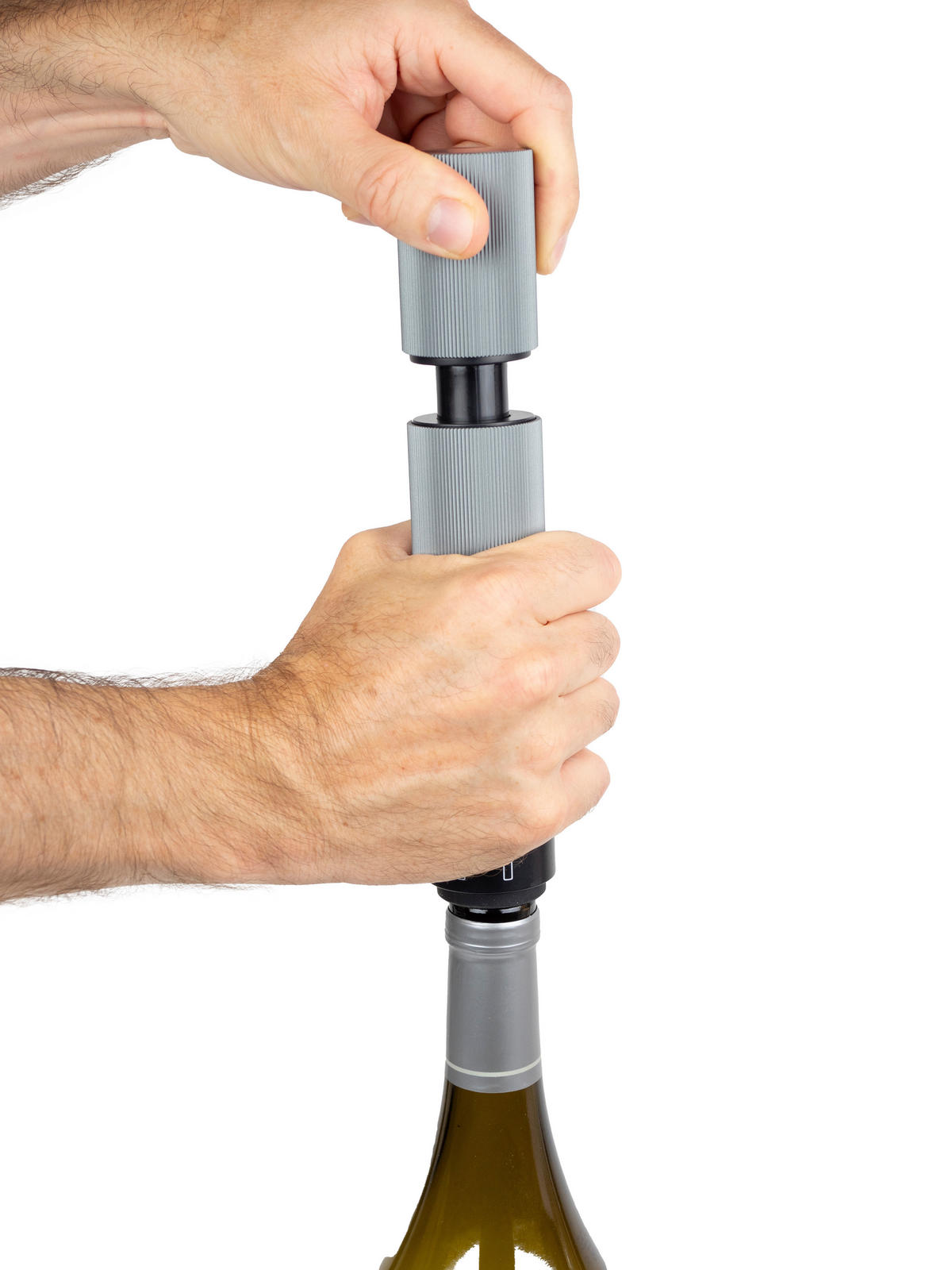 WEINPUMPE Preserve Duo Line Aluminium Doppelfunktion für Wein und Sekt - Grau, Metall (4/20/4cm) - PEUGEOT