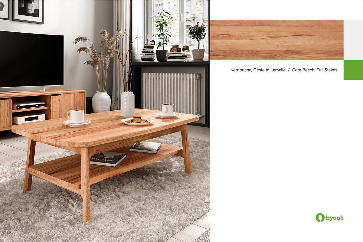 KAFFETISCH PAUL Kernbuche - Kernbuche, Holz (100/60/42cm) - byoak