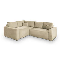 ROHOVÁ SEDAČKA ERONIS krémová - šedá/krémová, dřevo/textil (265/194cm) - MASSENO