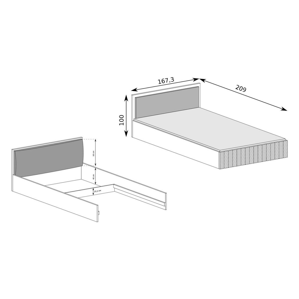 BETT MIT BETTKASTEN Fonti F-12 160 x 200 cm Karamell-Eiche - Eichefarben, Holzwerkstoff/Metall (160/200cm) - Koseto