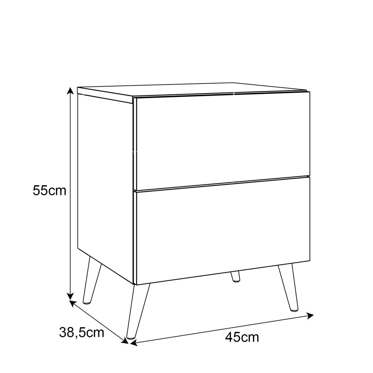 NACHTTISCH AURA LUX PUSH OPEN auf Beinen – Beinfarbe: Gold - Weiß, Holzwerkstoff (45/55/38.5cm) - Lookway
