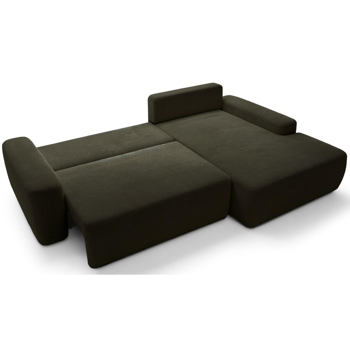 ECKSOFA Baleo Olivgrün Chenille-Bezug - Schwarz/Olivgrün, Kunststoff/Textil (264/162cm) - Selsey