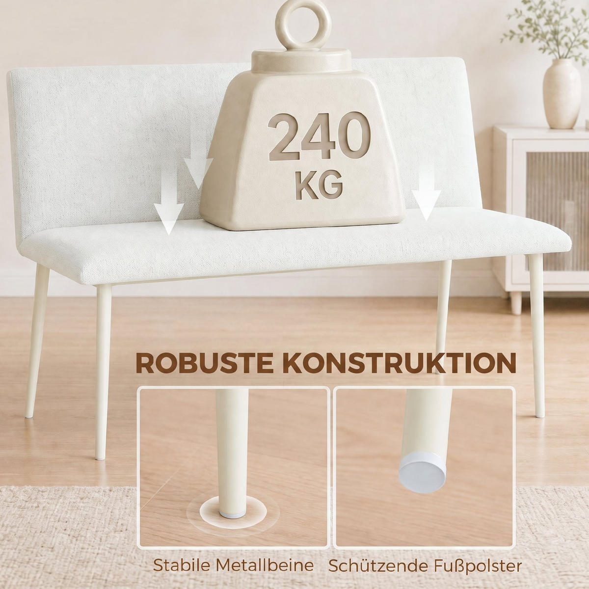 ESSZIMMERSTUHL Stoff in Leinenoptik Beige - Beige, Textil/Metall (61.5/85/120cm) - HOMCOM