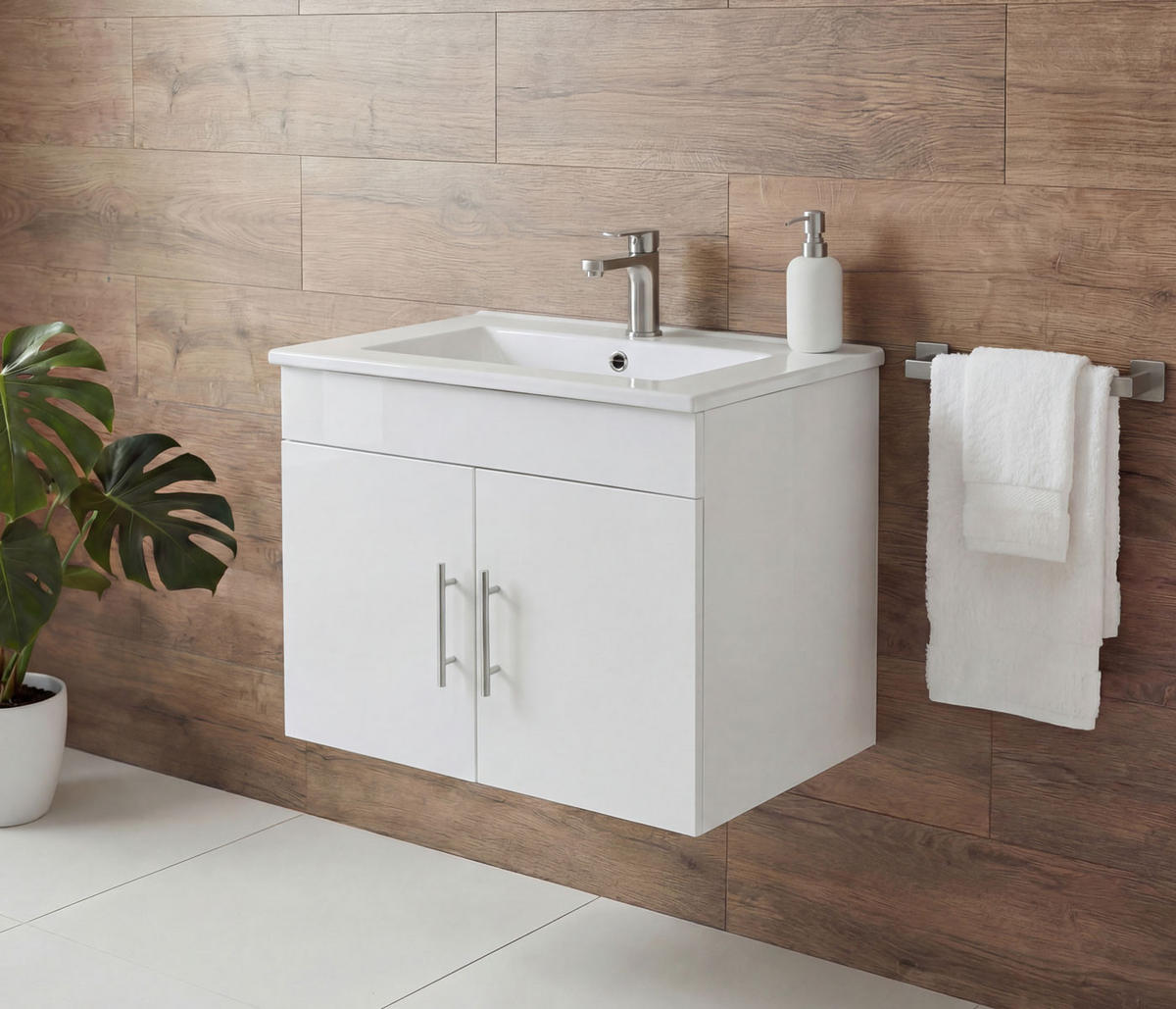 WASCHBECKEN + UNTERSCHRANK Reinweiß - Weiß, Holzwerkstoff (61/50/48cm) - MCW