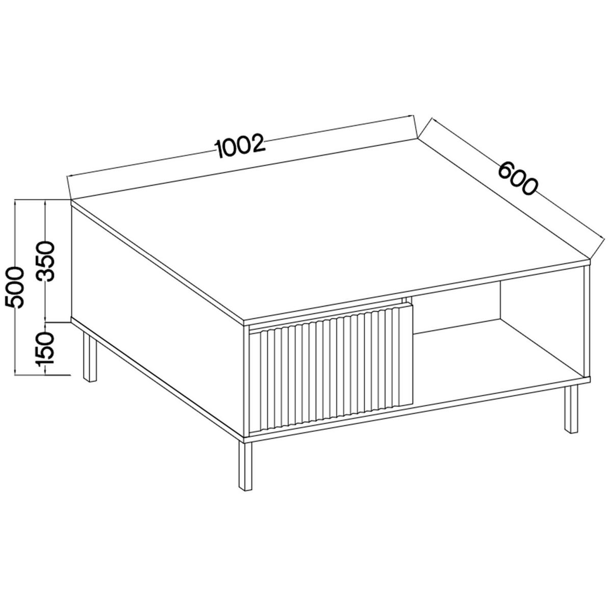 COUCHTISCH Osaka Eichenholzoptik Evoke 100 cm - Eichefarben/Schwarz, Holzwerkstoff/Metall (60/100.2/50cm) - Selsey