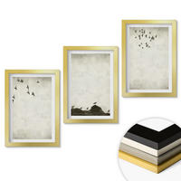 WANDBILDER 3er Set - 20x30 cm Goldrahmen - Fliegende Vögel Minimalismus - Goldfarben, Kunststoff (20/30cm) - ArtPrintCave