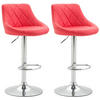 BARHOCKER 2er Set Lederlook rot - Chromfarben/Rot, Textil/Metall (46/83/49cm) - CLP