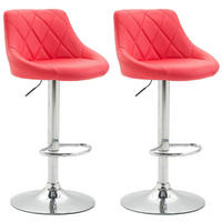 BARHOCKER 2er Set Lederlook rot - Chromfarben/Rot, Textil/Metall (46/83/49cm) - CLP
