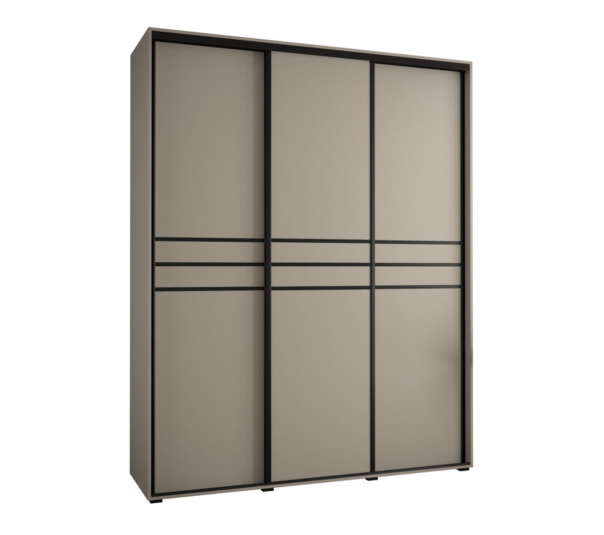 SCHWEBETÜRENSCHRANK 235,2/190/45 3-türig - Kaschmir/Schwarz, Holz/Metall (190/235.2/45cm) - MÖBEL KRYSPOL