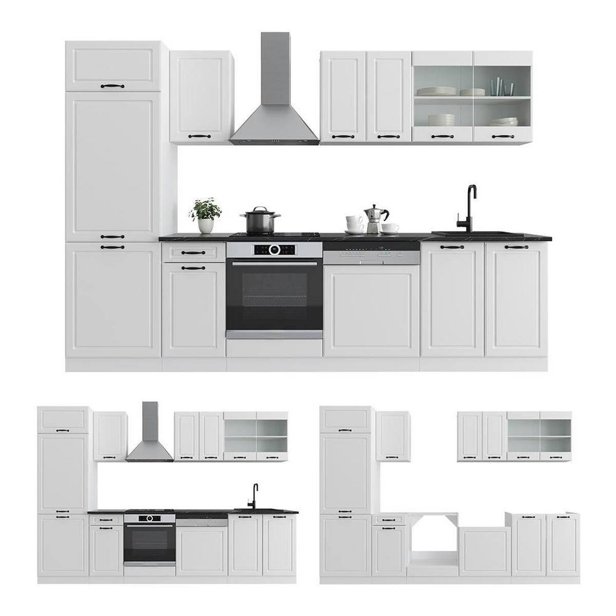 KITCHENETTE R-Line Casa albă la țară/Alb 300 cm , AP Antracit - alb, compozit lemnos (300/206.8/60cm) - Vicco