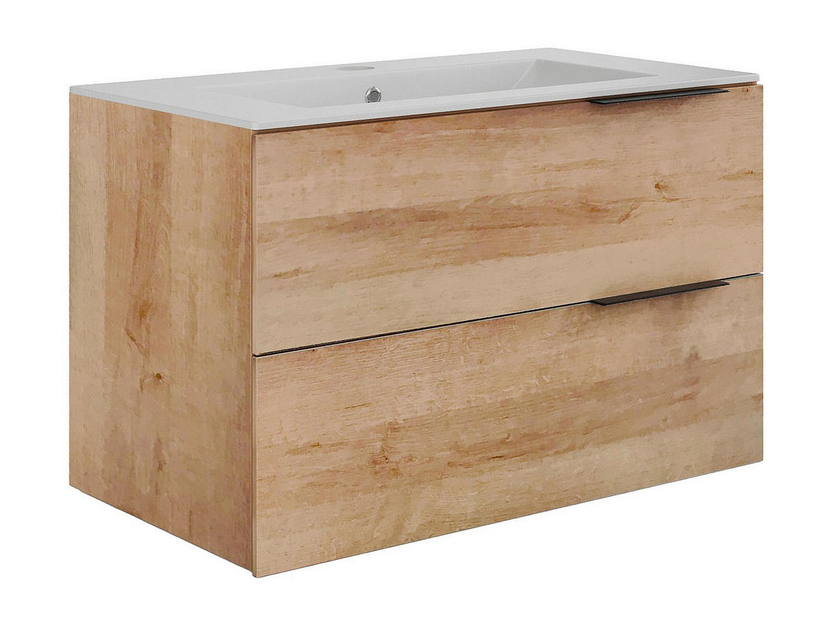 EINZELWASCHTISCH - 80 cm x 46 cm - Holz, Platte - Naturfarben Hell - NISAYA - Naturfarben, Holz (80/50/46cm) - Vente-Unique