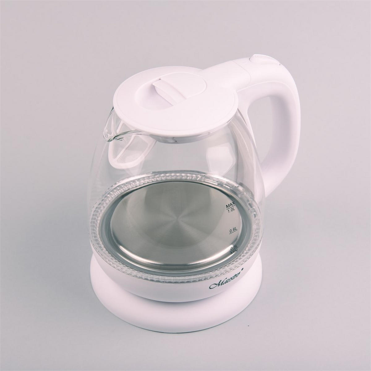 WASSERKOCHER ELEKTRISCH Weiß 14.5/14.5/19.5 cm MR055WHITE - Weiß, Glas (14.5/19.5/14.5cm) - Maestro 
