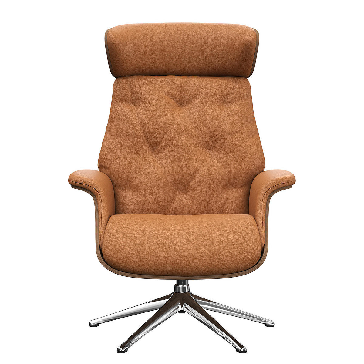 RELAXSESSEL - Echtleder - Chromfarben/Cognac, Leder/Metall (83/118/83cm) - home24