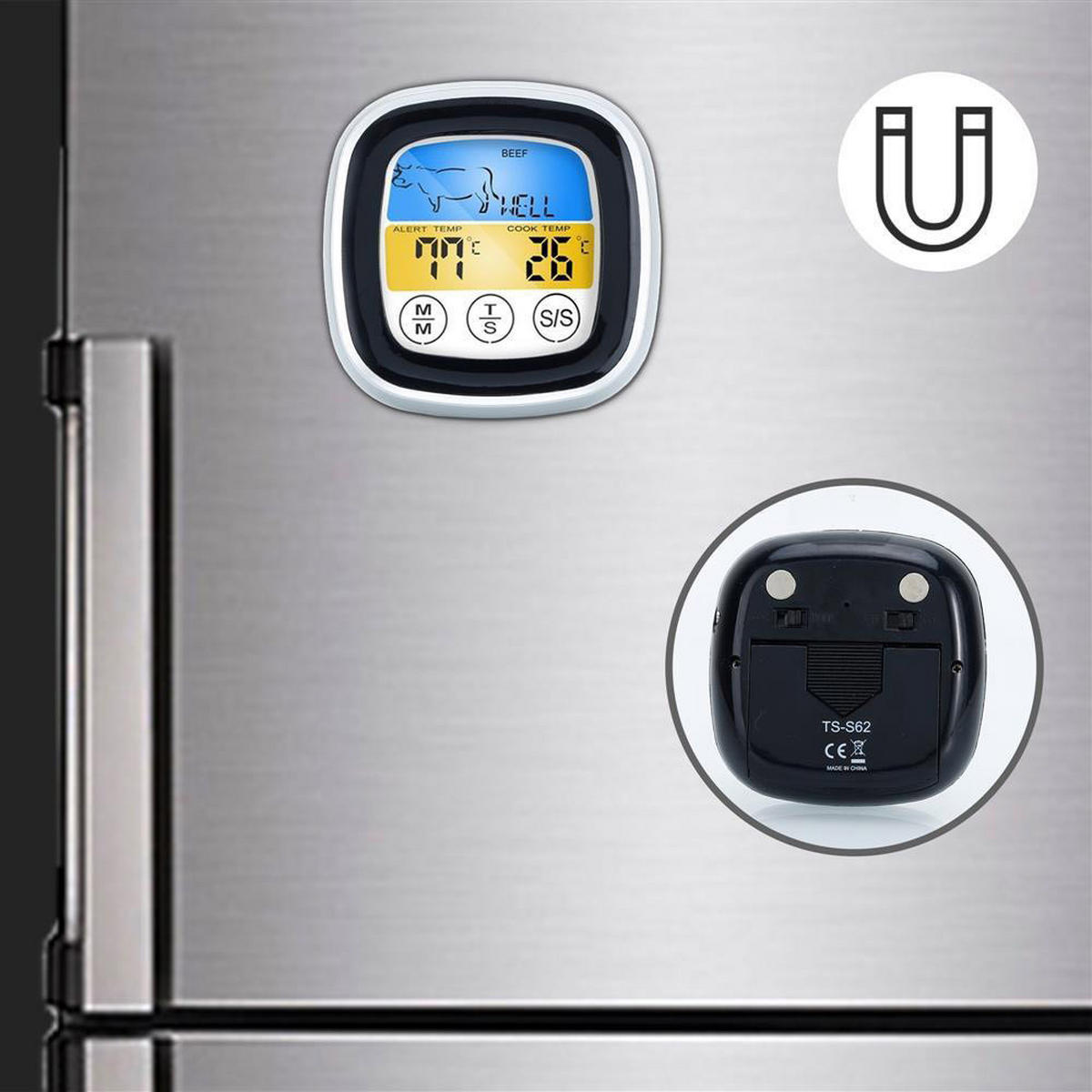 GRILLTHERMOMETER mit Timer - Weiß, Kunststoff - Intirilife